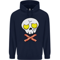 Bacon & Egg Skull & Crossbones Funny Mens 80% Cotton Hoodie Navy Blue