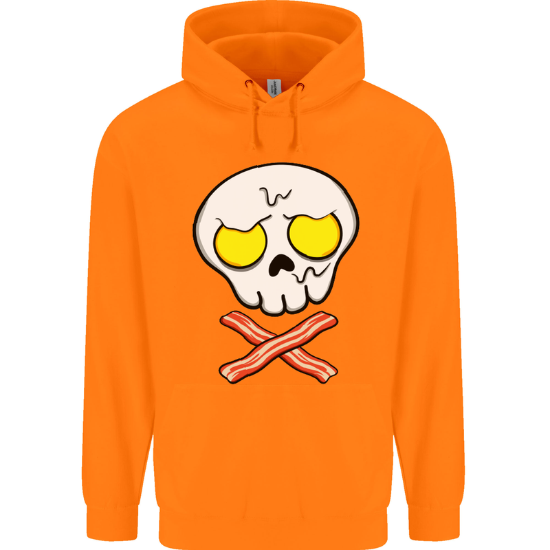 Bacon & Egg Skull & Crossbones Funny Mens 80% Cotton Hoodie Orange