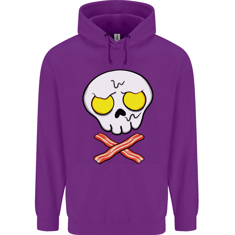 Bacon & Egg Skull & Crossbones Funny Mens 80% Cotton Hoodie Purple