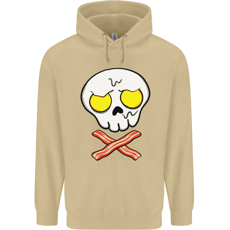 Bacon & Egg Skull & Crossbones Funny Mens 80% Cotton Hoodie Sand