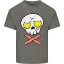 Bacon & Egg Skull & Crossbones Funny Mens Cotton T-Shirt Tee Top Charcoal
