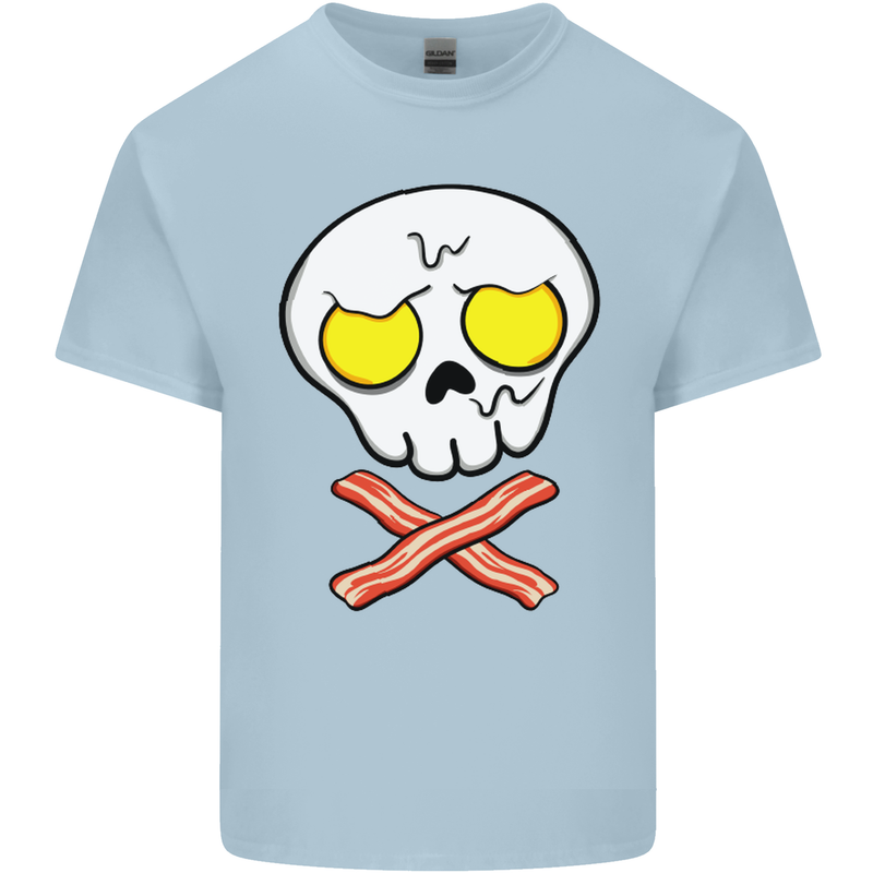 Bacon & Egg Skull & Crossbones Funny Mens Cotton T-Shirt Tee Top Light Blue