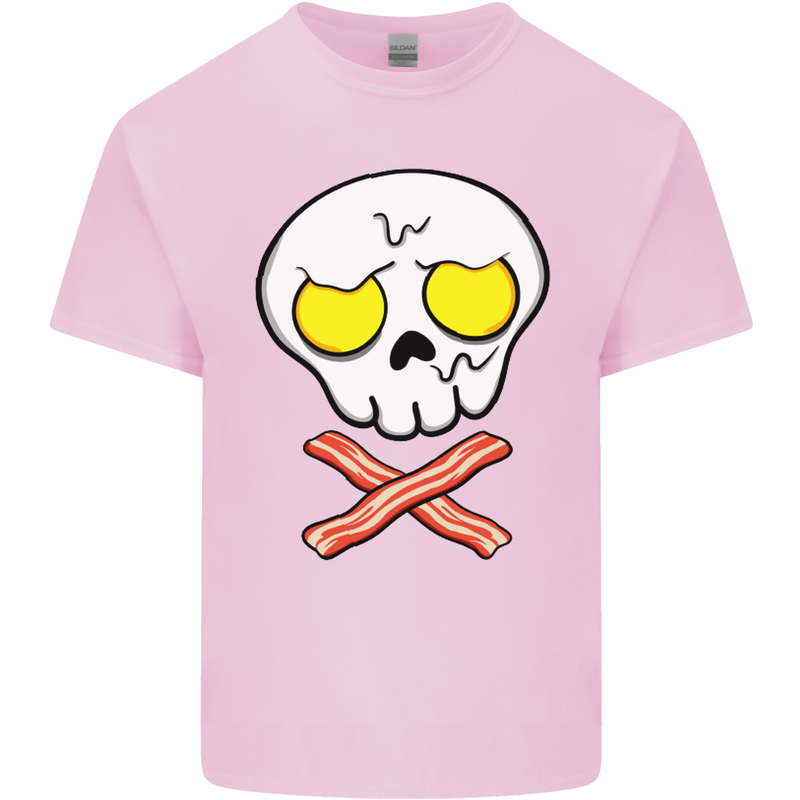 Bacon & Egg Skull & Crossbones Funny Mens Cotton T-Shirt Tee Top Light Pink
