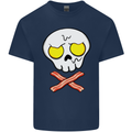 Bacon & Egg Skull & Crossbones Funny Mens Cotton T-Shirt Tee Top Navy Blue