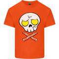 Bacon & Egg Skull & Crossbones Funny Mens Cotton T-Shirt Tee Top Orange