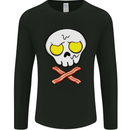 Bacon & Egg Skull & Crossbones Funny Mens Long Sleeve T-Shirt Black