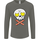 Bacon & Egg Skull & Crossbones Funny Mens Long Sleeve T-Shirt Charcoal