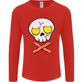 Bacon & Egg Skull & Crossbones Funny Mens Long Sleeve T-Shirt Red