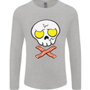 Bacon & Egg Skull & Crossbones Funny Mens Long Sleeve T-Shirt Sports Grey
