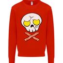 Bacon & Egg Skull & Crossbones Funny Mens Sweatshirt Jumper Bright Red