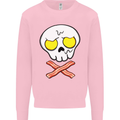 Bacon & Egg Skull & Crossbones Funny Mens Sweatshirt Jumper Light Pink