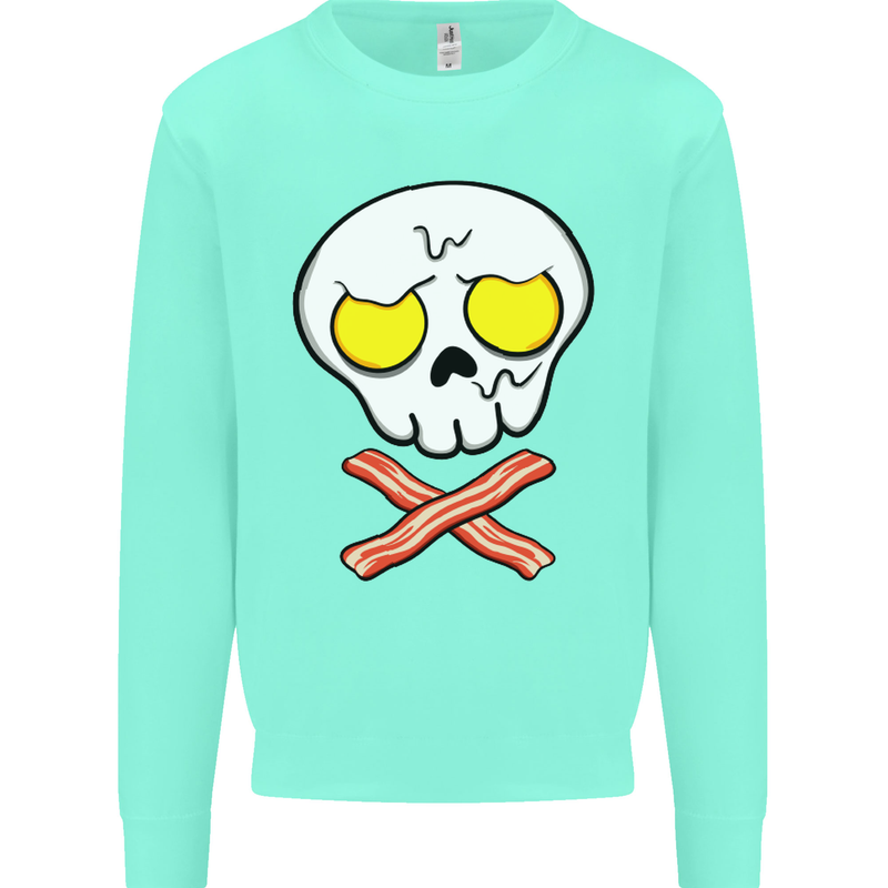 Bacon & Egg Skull & Crossbones Funny Mens Sweatshirt Jumper Peppermint