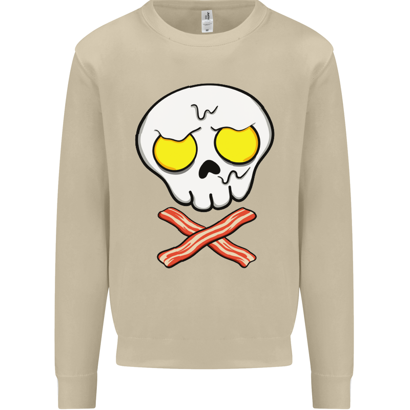 Bacon & Egg Skull & Crossbones Funny Mens Sweatshirt Jumper Sand