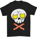 Bacon & Egg Skull & Crossbones Funny Mens T-Shirt Cotton Gildan Black