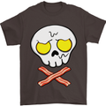 Bacon & Egg Skull & Crossbones Funny Mens T-Shirt Cotton Gildan Dark Chocolate