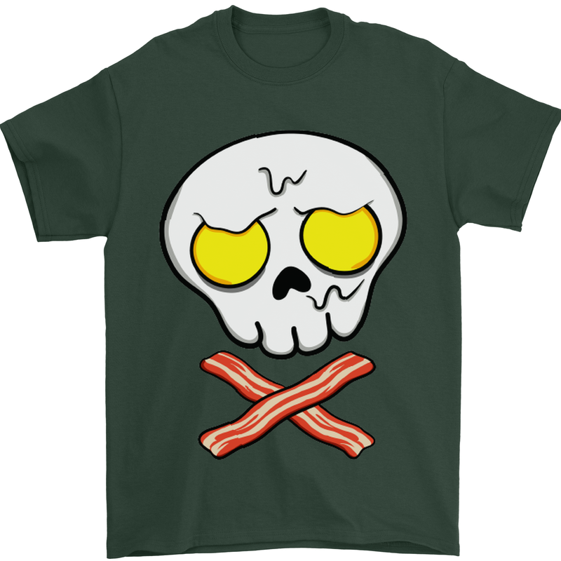 Bacon & Egg Skull & Crossbones Funny Mens T-Shirt Cotton Gildan Forest Green