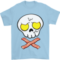 Bacon & Egg Skull & Crossbones Funny Mens T-Shirt Cotton Gildan Light Blue