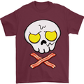 Bacon & Egg Skull & Crossbones Funny Mens T-Shirt Cotton Gildan Maroon