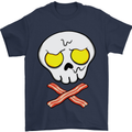 Bacon & Egg Skull & Crossbones Funny Mens T-Shirt Cotton Gildan Navy Blue