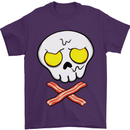 Bacon & Egg Skull & Crossbones Funny Mens T-Shirt Cotton Gildan Purple
