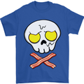 Bacon & Egg Skull & Crossbones Funny Mens T-Shirt Cotton Gildan Royal Blue