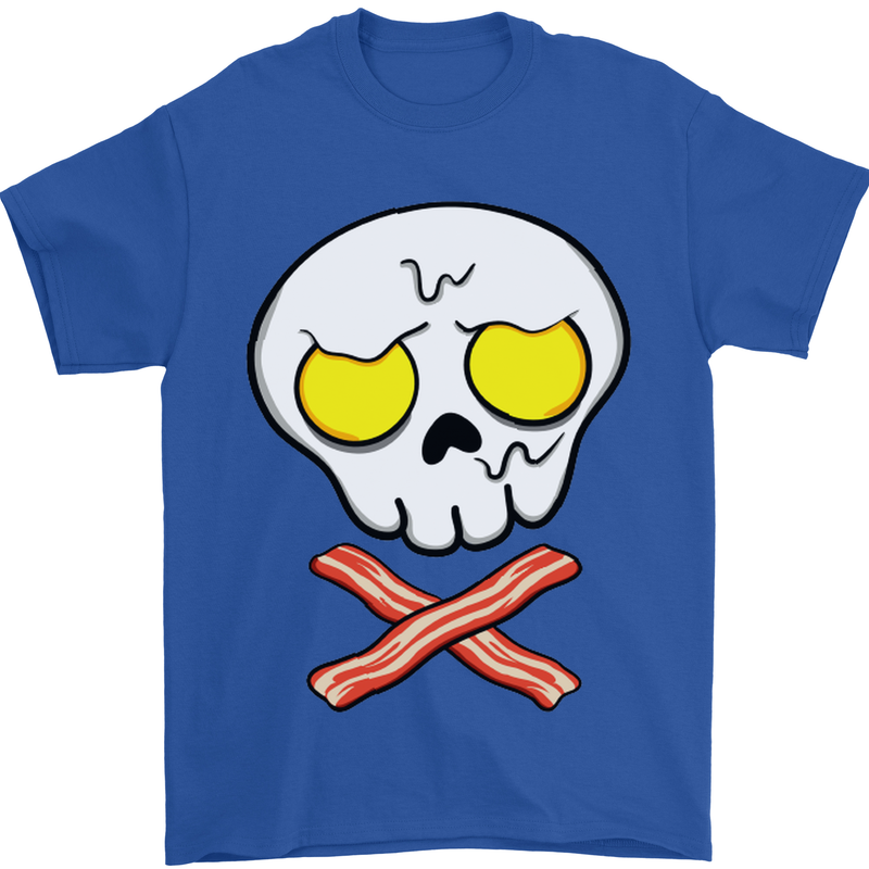 Bacon & Egg Skull & Crossbones Funny Mens T-Shirt Cotton Gildan Royal Blue