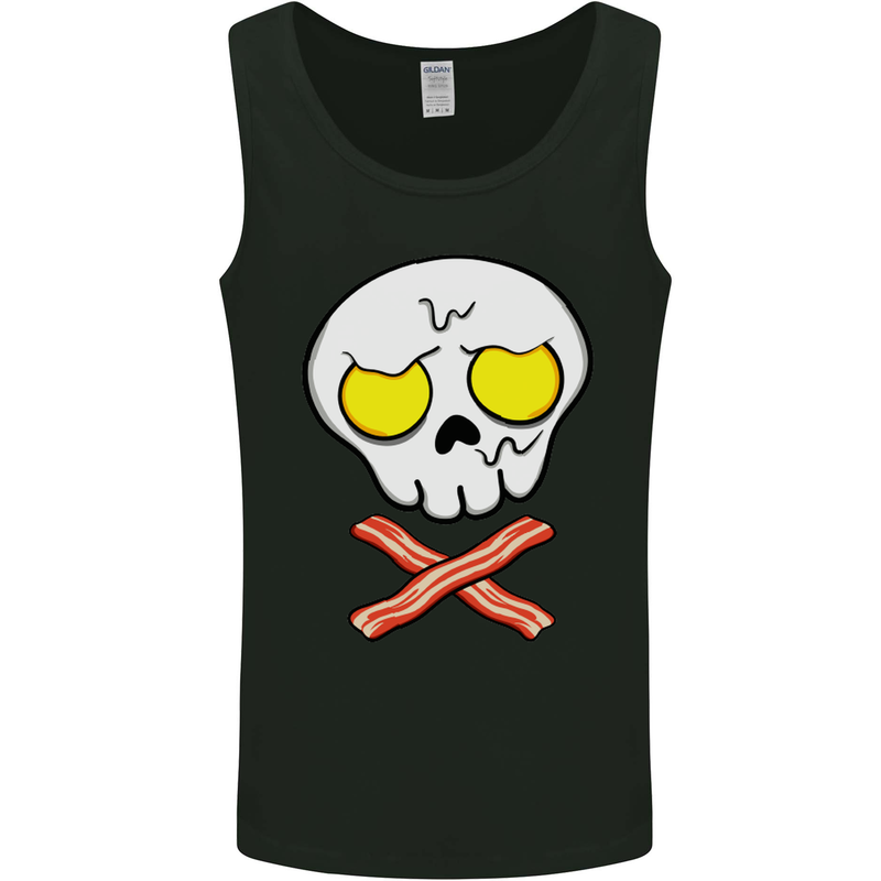 Bacon & Egg Skull & Crossbones Funny Mens Vest Tank Top Black