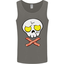 Bacon & Egg Skull & Crossbones Funny Mens Vest Tank Top Charcoal