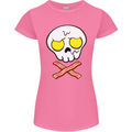 Bacon & Egg Skull & Crossbones Funny Womens Petite Cut T-Shirt Azalea