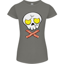Bacon & Egg Skull & Crossbones Funny Womens Petite Cut T-Shirt Charcoal