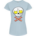 Bacon & Egg Skull & Crossbones Funny Womens Petite Cut T-Shirt Light Blue