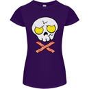 Bacon & Egg Skull & Crossbones Funny Womens Petite Cut T-Shirt Purple
