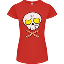 Bacon & Egg Skull & Crossbones Funny Womens Petite Cut T-Shirt Red