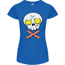 Bacon & Egg Skull & Crossbones Funny Womens Petite Cut T-Shirt Royal Blue