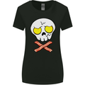 Bacon & Egg Skull & Crossbones Funny Womens Wider Cut T-Shirt Black
