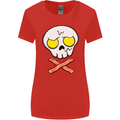 Bacon & Egg Skull & Crossbones Funny Womens Wider Cut T-Shirt Red