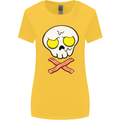 Bacon & Egg Skull & Crossbones Funny Womens Wider Cut T-Shirt Yellow