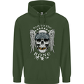 Bad 2 the Bone Biker Skull Angel Motorcycle Childrens Kids Hoodie Forest Green