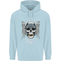 Bad 2 the Bone Biker Skull Angel Motorcycle Childrens Kids Hoodie Light Blue