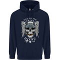 Bad 2 the Bone Biker Skull Angel Motorcycle Childrens Kids Hoodie Navy Blue
