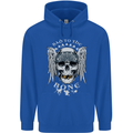 Bad 2 the Bone Biker Skull Angel Motorcycle Childrens Kids Hoodie Royal Blue