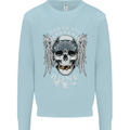 Bad 2 the Bone Biker Skull Angel Motorcycle Kids Sweatshirt Jumper Light Blue