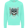 Bad 2 the Bone Biker Skull Angel Motorcycle Kids Sweatshirt Jumper Peppermint