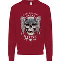 Bad 2 the Bone Biker Skull Angel Motorcycle Kids Sweatshirt Jumper Red