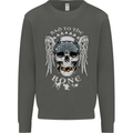 Bad 2 the Bone Biker Skull Angel Motorcycle Kids Sweatshirt Jumper Storm Grey