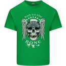 Bad 2 the Bone Biker Skull Angel Motorcycle Kids T-Shirt Childrens Irish Green