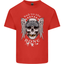 Bad 2 the Bone Biker Skull Angel Motorcycle Kids T-Shirt Childrens Red