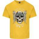 Bad 2 the Bone Biker Skull Angel Motorcycle Kids T-Shirt Childrens Yellow