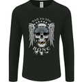 Bad 2 the Bone Biker Skull Angel Motorcycle Mens Long Sleeve T-Shirt Black