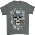 Bad 2 the Bone Biker Skull Angel Motorcycle Mens T-Shirt Cotton Gildan Charcoal